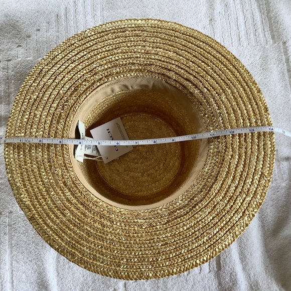 Coach Raffia Brimmed Hat With Silk Scarf Natural SZ S main image 14